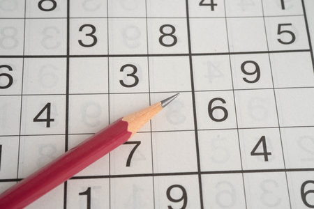 Puzzle game with pencil for practice skill.の写真素材