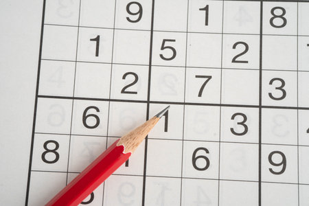 Puzzle game with pencil for practice skill.の写真素材