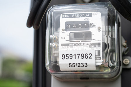 Electric measuring power meter for energy cost at home and office.