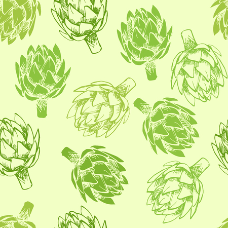 Hand drawn artichoke hearts pattern.のイラスト素材