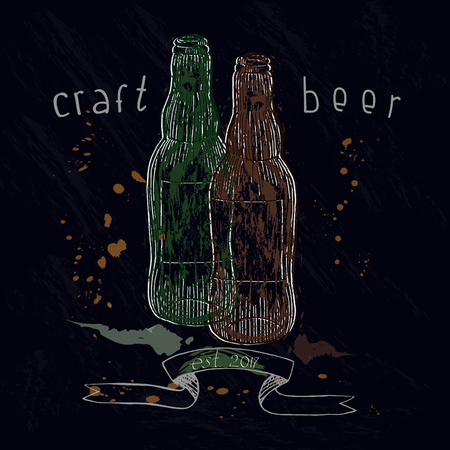 Grunge textured bottles on dark background.のイラスト素材