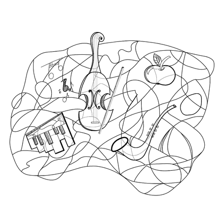 Hand drawn doodles and musical instruments.のイラスト素材