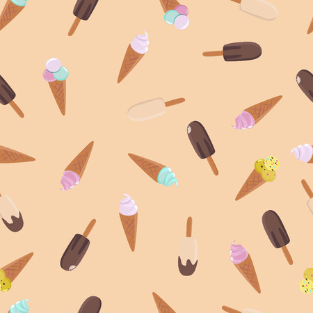 Tasty ice cream seamless background.のイラスト素材