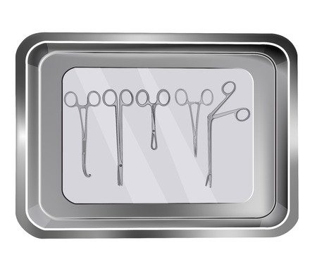 Tray with medical instruments vector illustration.のイラスト素材
