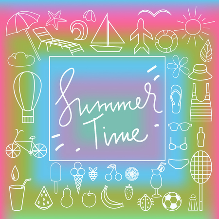 Outline icons of on summer season topic.