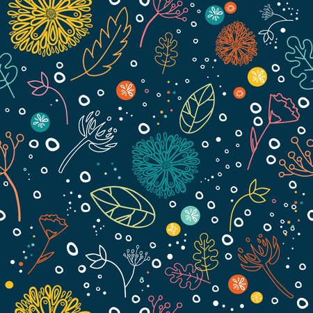 Cartoon flowers seamless background.のイラスト素材