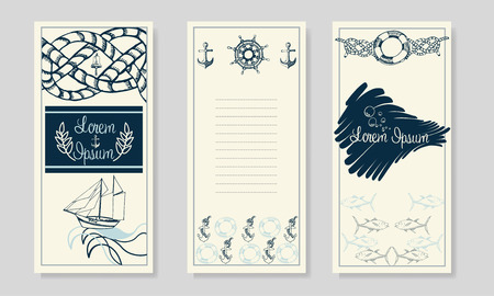 Hand Drawn Etching Style. Place for Your Text. Marine Flayer Template.のイラスト素材