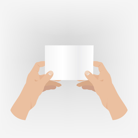 Human hands with a white card.のイラスト素材
