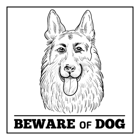 Watchdog face hand drawn sketch isolated on white background.のイラスト素材