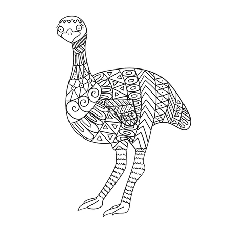 Hand drawn ostrich in tribal styleのイラスト素材