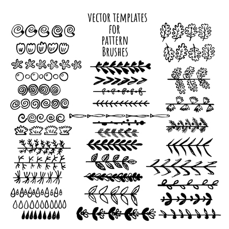 Vector brushes templates set. Make a brush with this template. Hand drawn vector elements for frames and decoration.のイラスト素材