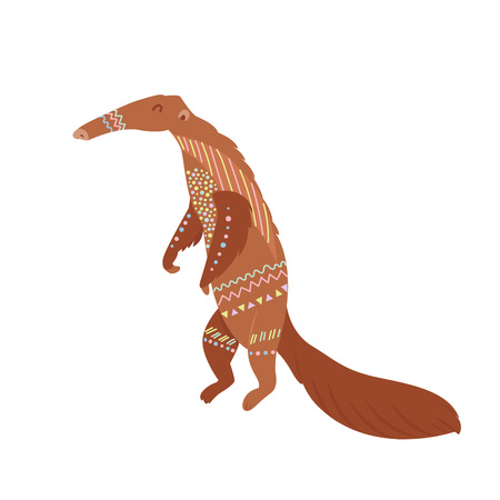 Tribal flat anteater standing. South America animal.のイラスト素材
