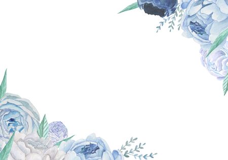 Retro vintage blue roses on white background.の写真素材