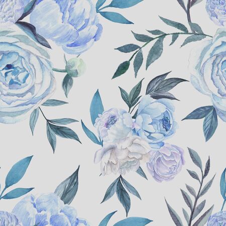 Vintage blue roses on white background.の写真素材