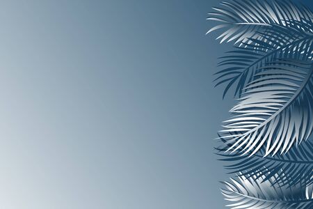 Tropical palm leaves background. Gray blue rainforest background.のイラスト素材