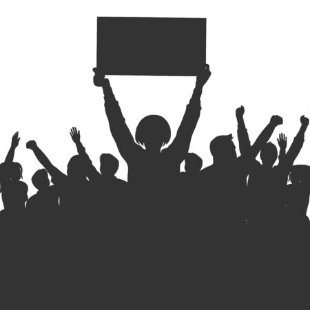 People on demonstration with banner vector.のイラスト素材