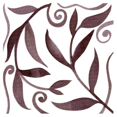 Single tile hand painted for your design. Monochrome ornament square tile hand drawn illustration.の写真素材