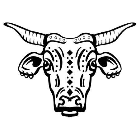 Bull face isolated on white background.のイラスト素材