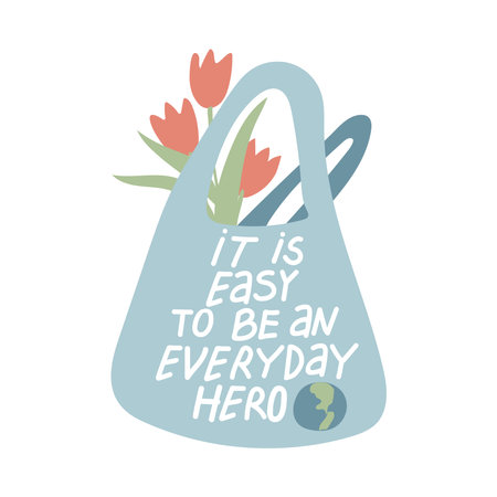 Tote bag with Save the planet activist motivational quote vector lettering.のイラスト素材
