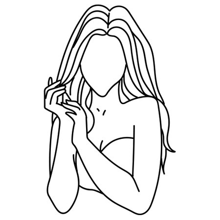 Line art woman portrait isolated on white background.のイラスト素材