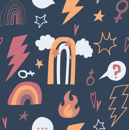 Feminism theme objects seamless background.のイラスト素材