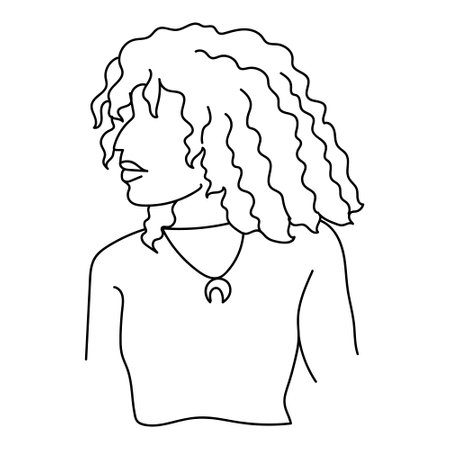 Line art woman portrait isolated on white background.のイラスト素材