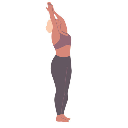 Young woman on yoga training isolated on white background.のイラスト素材