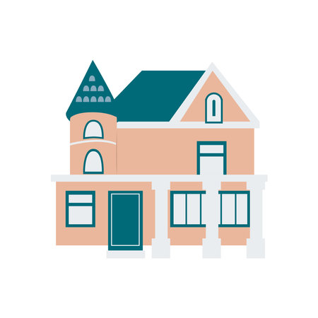 Residential building isolated on white background.のイラスト素材
