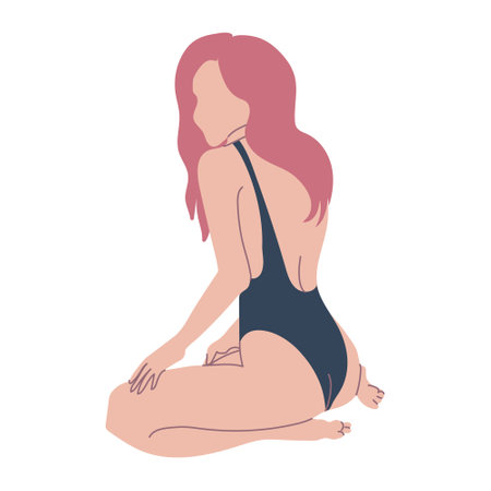Abstract woman in swimsuit posing.のイラスト素材