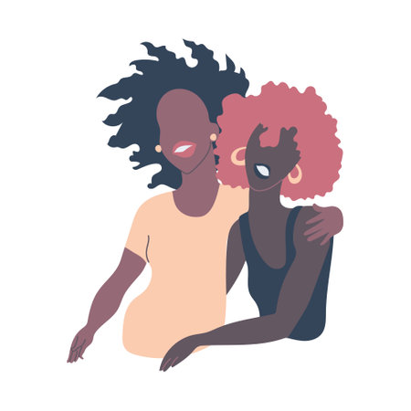 Two black women together.のイラスト素材