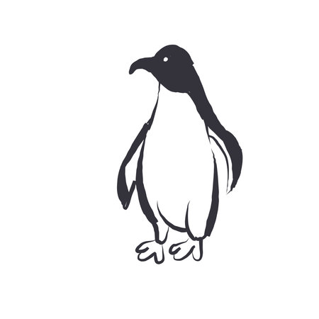 Hand drawn penguin vector line sketch.のイラスト素材