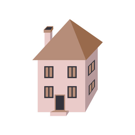 Residential building isolated on white background.のイラスト素材