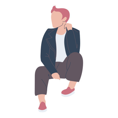 Neutral gender person sitting casually.のイラスト素材