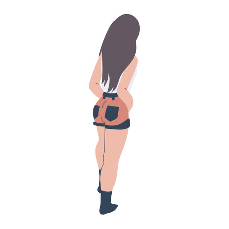 Woman wearing shorts and boots.のイラスト素材