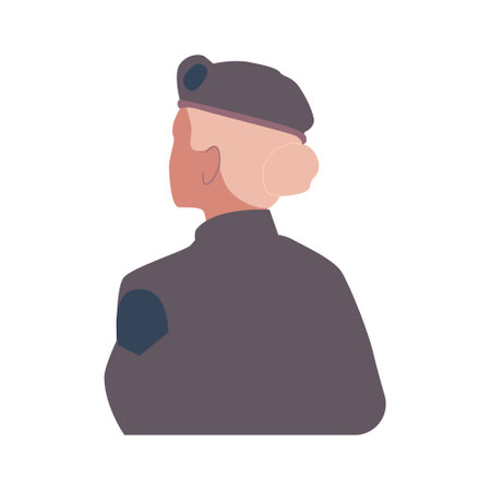 Blonde woman in military uniform back view.のイラスト素材