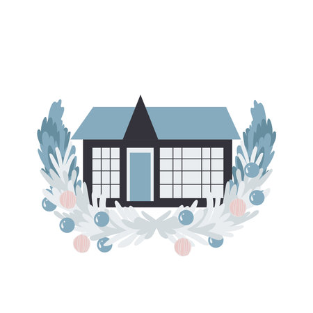 Home decorated with Christmas arrangement.のイラスト素材