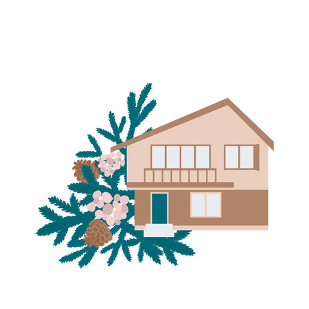 Home decorated with Christmas arrangement.のイラスト素材