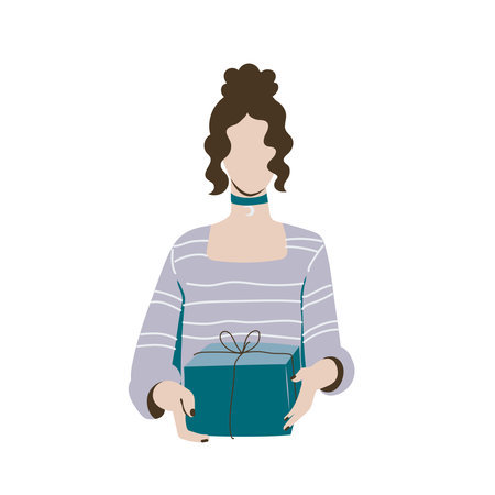 woman with gift package vector.のイラスト素材