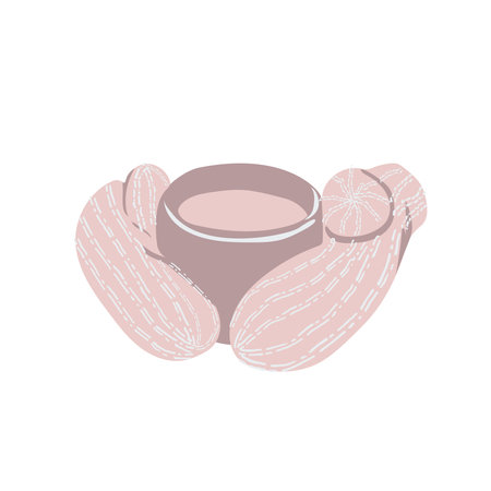 Female hands holding a cup of hot drink vector.のイラスト素材