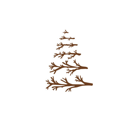 Brown stick Christmas tree vector illustration.のイラスト素材