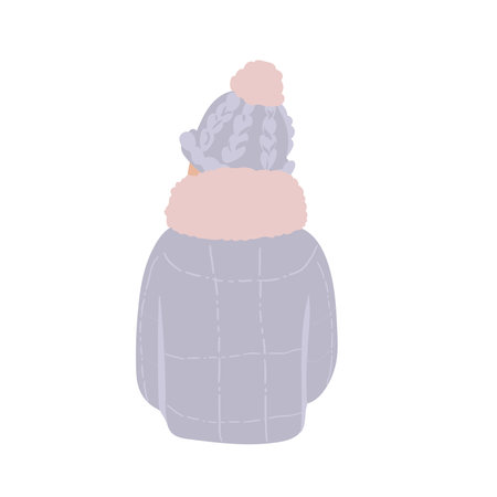 woman in winter back view vector.のイラスト素材