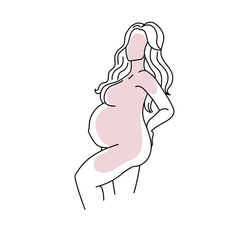 Abstract pregnant woman line art vector.のイラスト素材