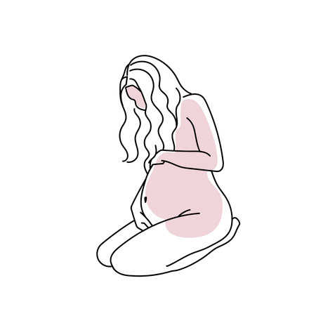 Abstract pregnant woman line art vector.のイラスト素材