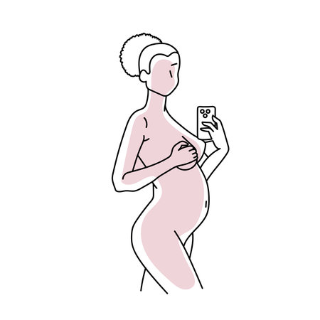 Abstract pregnant woman line art vector.のイラスト素材