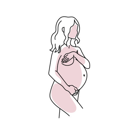 Abstract pregnant woman line art vector.のイラスト素材