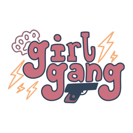 Girl gang hand drawn lettering vector quote.のイラスト素材
