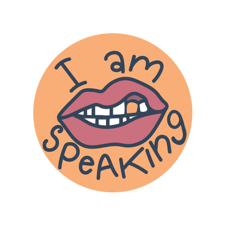 I am speaking female lips hand drawn vector quote lettering.のイラスト素材