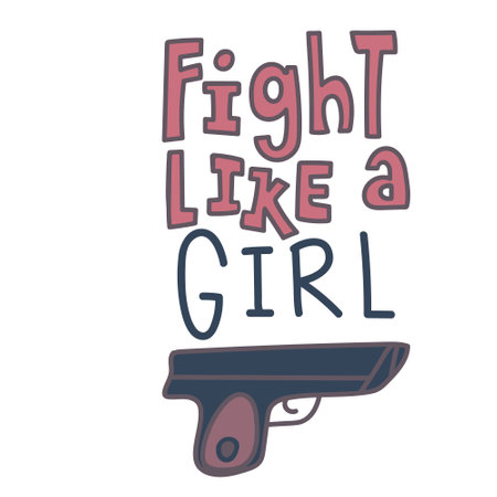 Fight like a girl hand drawn lettering vector quote.のイラスト素材