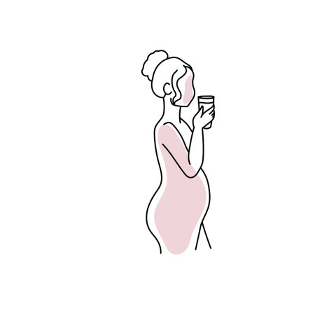 Pregnancy stage line art woman vector illustration.のイラスト素材