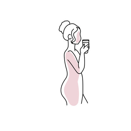 Pregnancy stage line art woman vector illustration.のイラスト素材